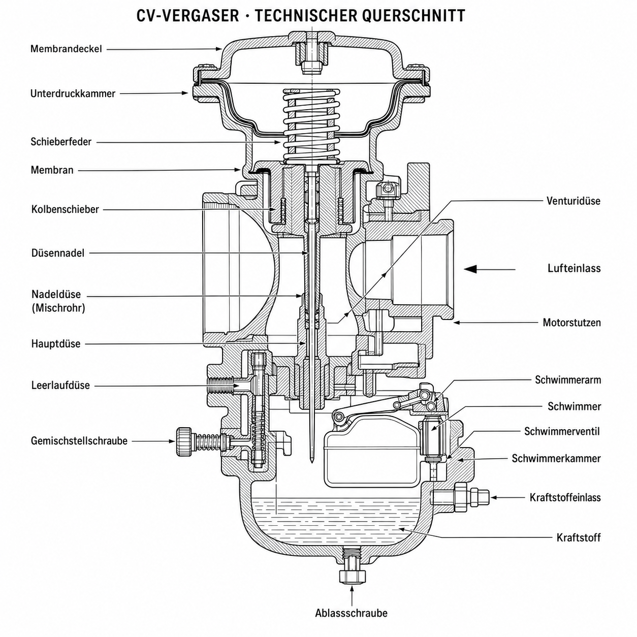 CV-Vergaser Technischer Querschnitt